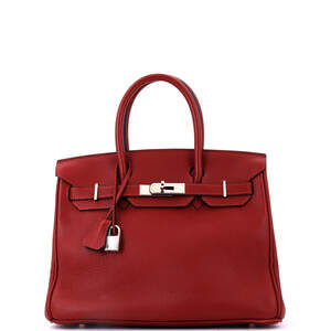 Hermes Birkin 30 Red Clemence with Palladium Hardware